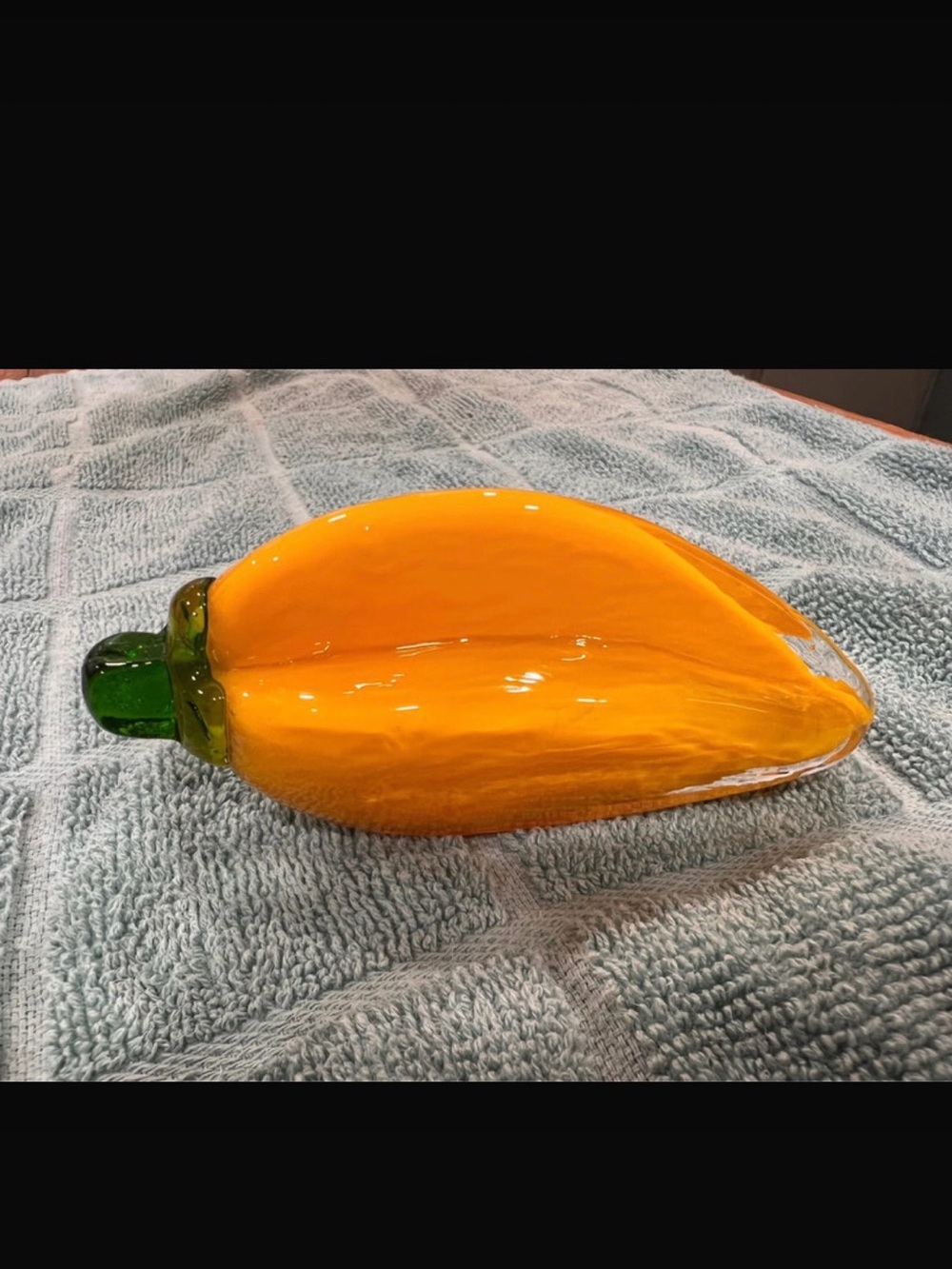 Handblown Glass Mango Sculpture - Orange